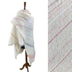 Handmade Hand Knit Super Soft Mohair Shawl or Lap Blanket 54”x 60”